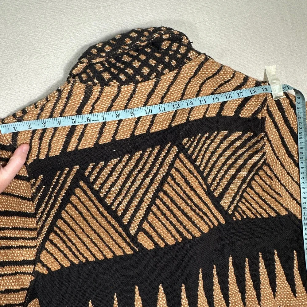 Vintage Painted Pony Southwestern Tapestry Knit Sweater Jacket Brown Black L